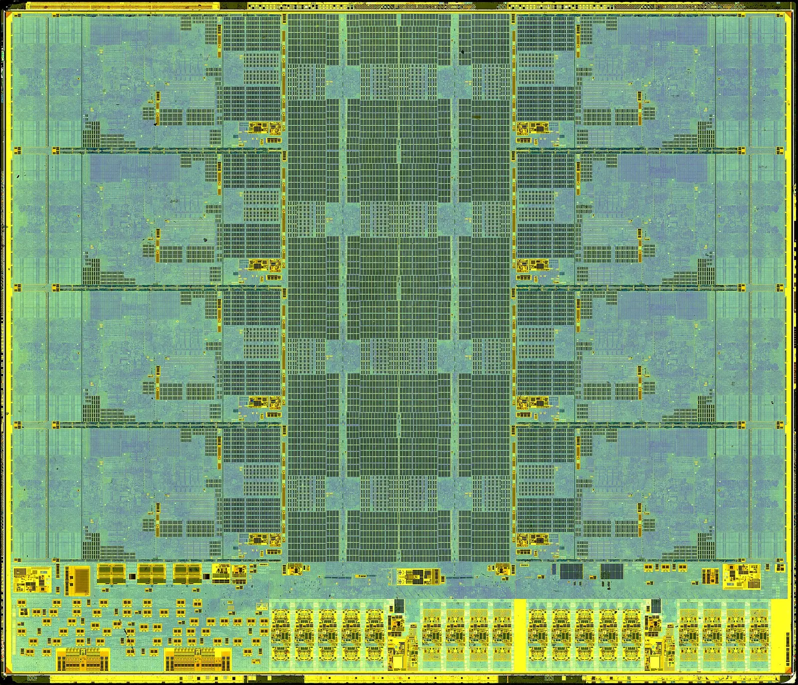 Die shot of an AMD Ryzen 5 9600X core complex die in polarized light
