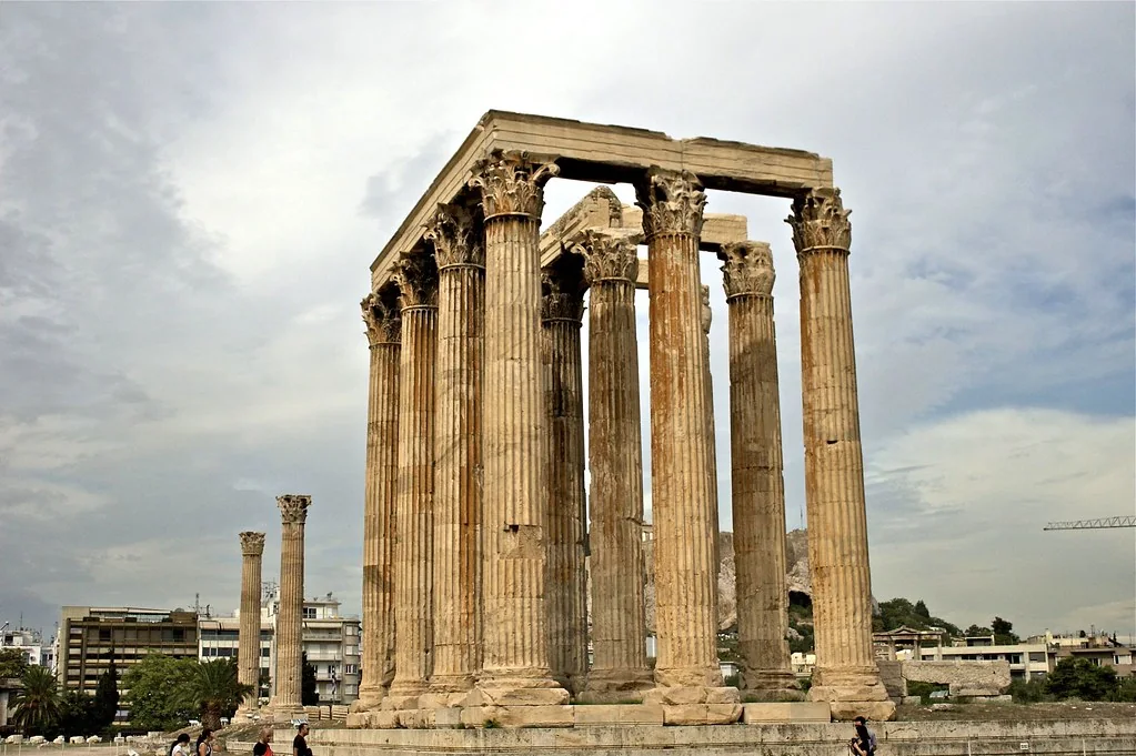 The standing columns of a ruined temple