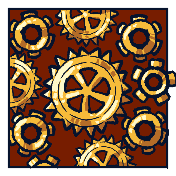 Interlocking gears packed edge to edge with no room to spare